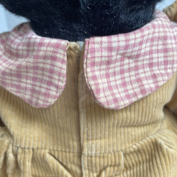SKM Entreprises black teddy bear plush with corduroy dress vintage collectable. - Picture 6 of 12